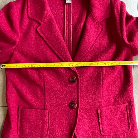 J. Jill Blazer Jacket Red Wool blend Short Cardigan Notch Lapel-XS - Picture 9 of 11